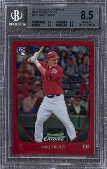 2011 Bowman Chrome (Red Refractor) #175 Mike Trout Rookie Card (#2/5) – BGS NM-MT+ 8.5